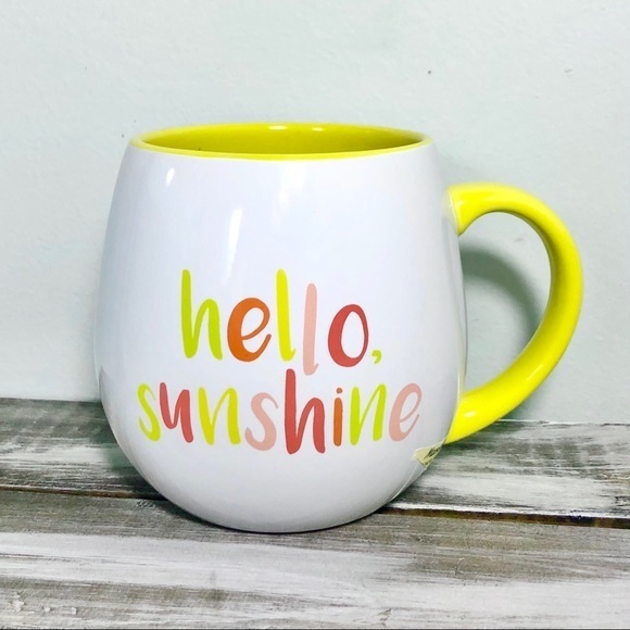 NEW Hello Sunshine Yellow Colorful Coffee Mug Cup - Picture 1 of 6